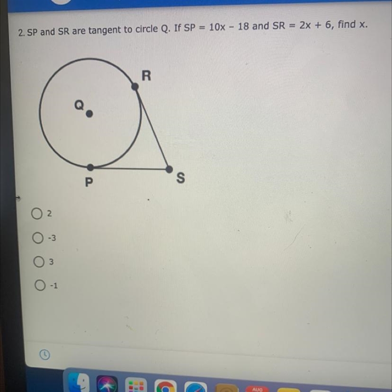 1. What is the formula for the circumference using the radius below?-example-1