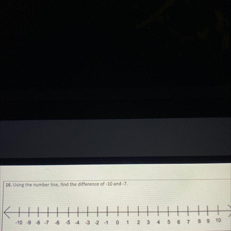 Using the number line, find the difference of -10 and -7.-example-1