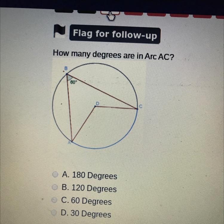 How many degrees are in Arc AC?-example-1