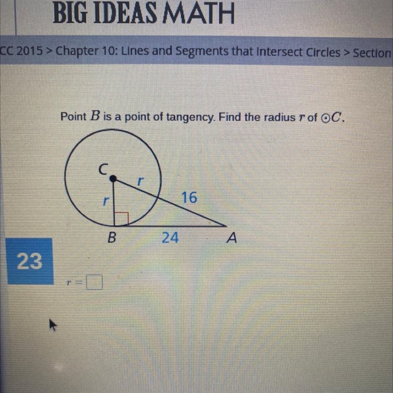 Find the radius r of C.-example-1