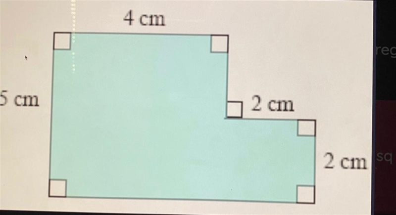 What is the area of the shaded region? 24 sq cm 30 sq cm 20 sq cm 4 sq cm-example-1