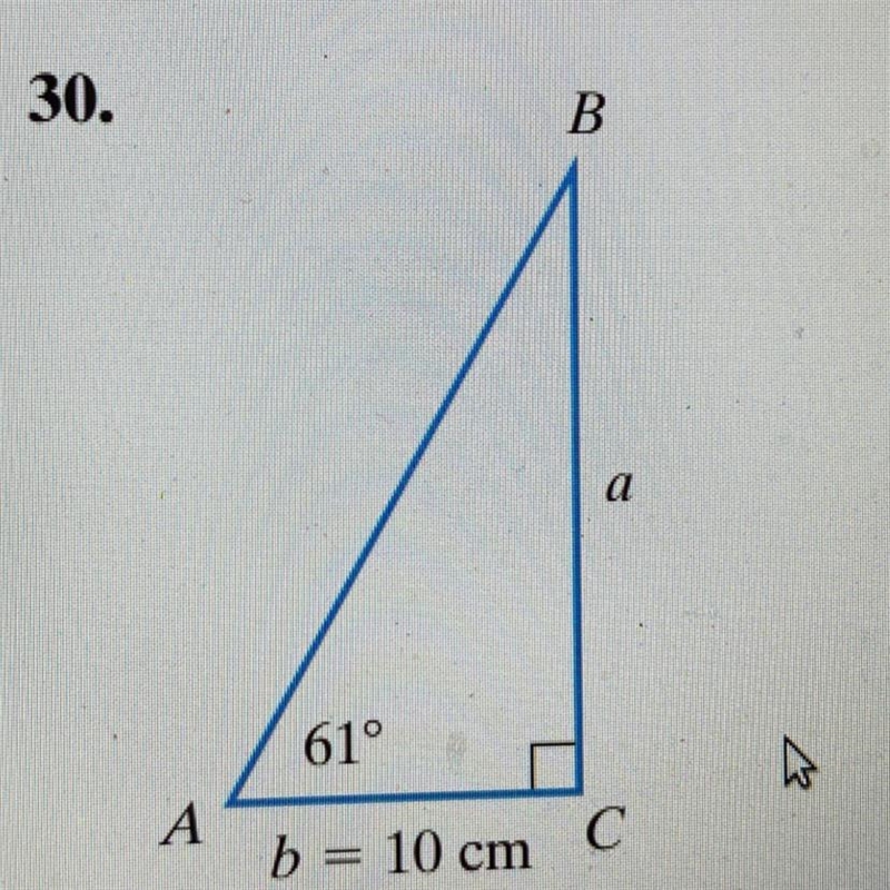 find the measure of the side of the right triangle whose length is designated by a-example-1