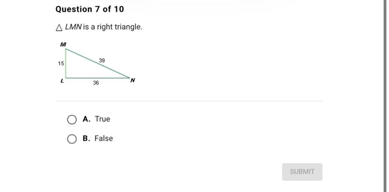 Is LMN a right triangle?-example-1