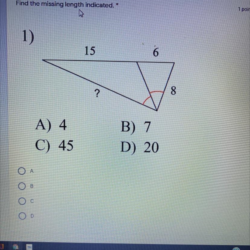 Find the missing length indicated..-example-1