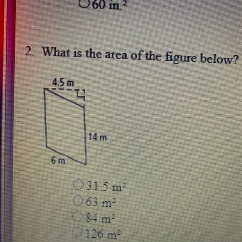 What is the area of the figure below?-example-1