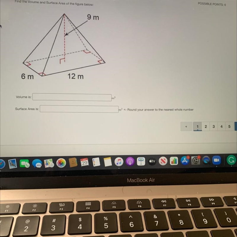 POSSIBLE Find the Volume and Surface Area of the figure below:-example-1