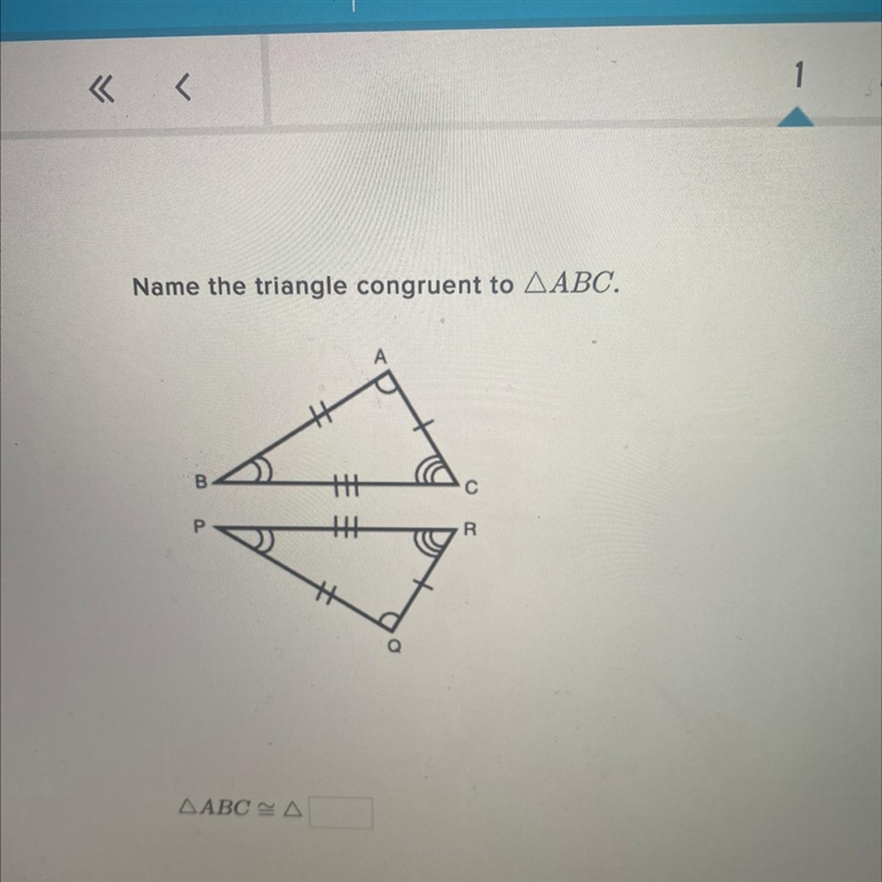 Name the triangle congruent to ∆ABC. ∆ABC ~∆ ___-example-1