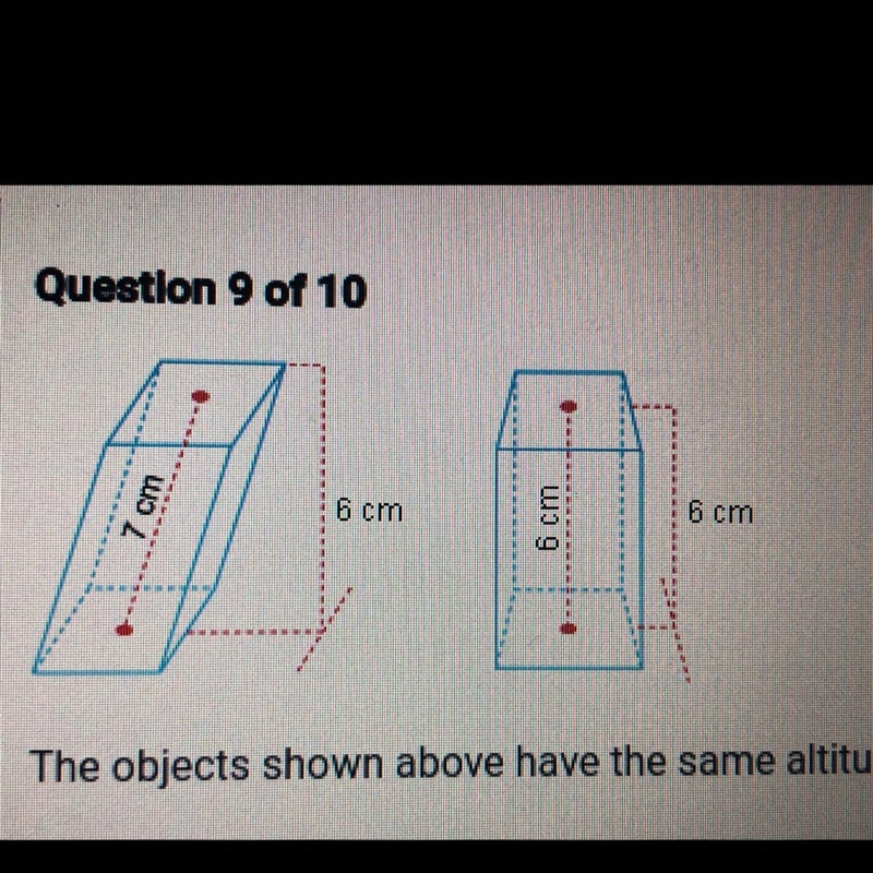 The objects shown above have the same altitude measurements. O A. True O B. False-example-1