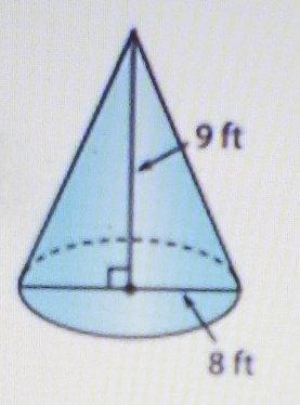 Find the volume of the cone. Round to the nearest tenths-example-1