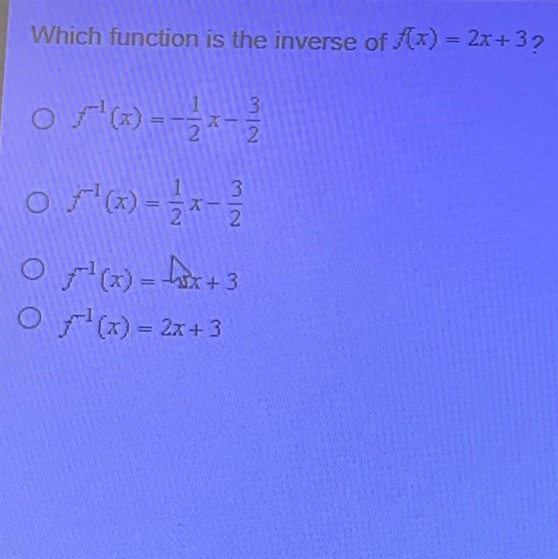 Which function is the inverse of 6) = 2x+39 ASAP-example-1