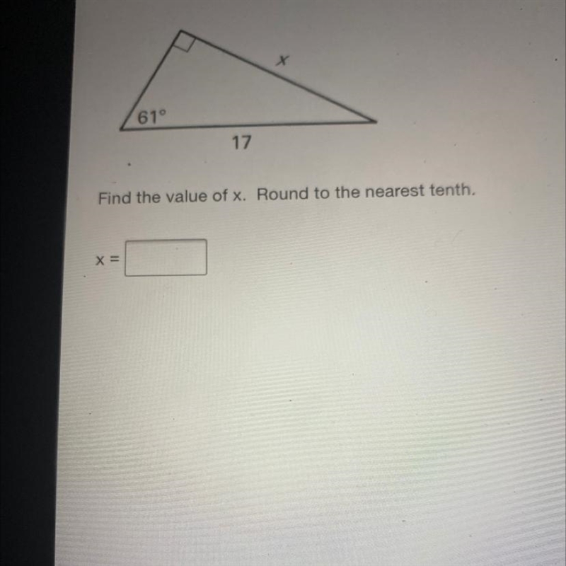 Find the value of x. Round to the nearest tenth. Can you please give me the step by-example-1