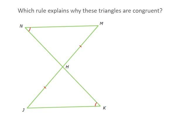 Please help! Thank you. Which rule explains why these triangles are congruent?-example-1