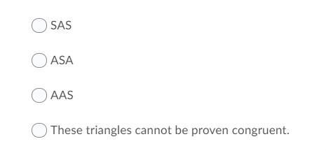 Please help! Thank you. Which rule explains why these triangles are congruent?-example-2