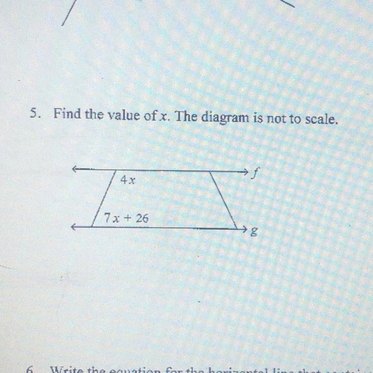 Geometry Find the value of x. The diagram is not to scale.-example-1