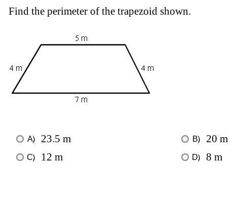 P L E A S E ~ H E L P ~ M E Find the perimeter of the trapezoid shown.-example-1