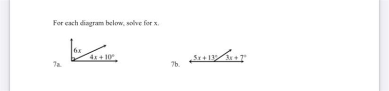 Can anyone please solve x for both 7a and 7b please, as soon as possible. thanks :,)-example-1