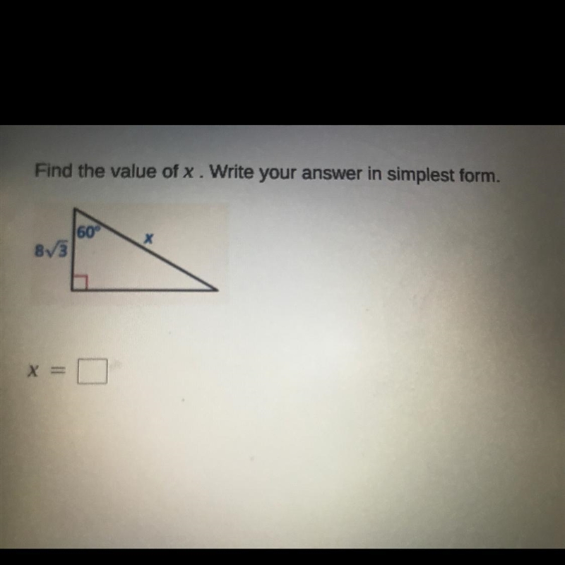 Find the value of x. Write your answer in simplest form-example-1