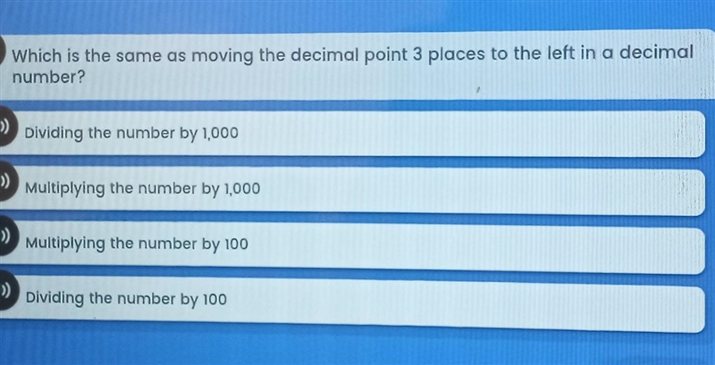 Wich is the same as moving the decimal point 3 places to the left in a decimal number-example-1