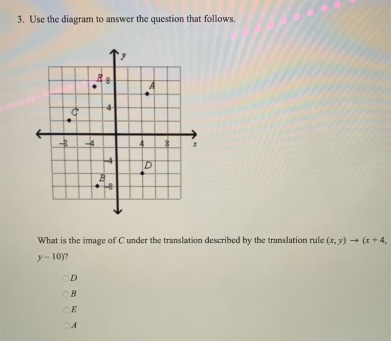 Use the diagram to answer the question that follows. What is the image of C under-example-1