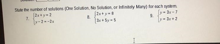 State the number of solutions (One Solution, No Solution, or Infinitely Many) for-example-1