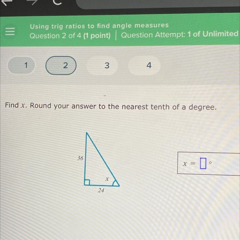 Find x. Round your answer to the nearest tenth of a degree-example-1