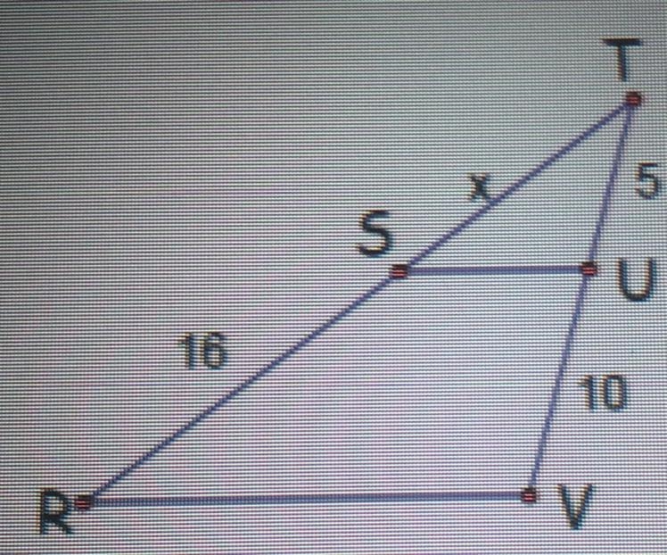 Find the value of x in the triangle. SU RV-example-1