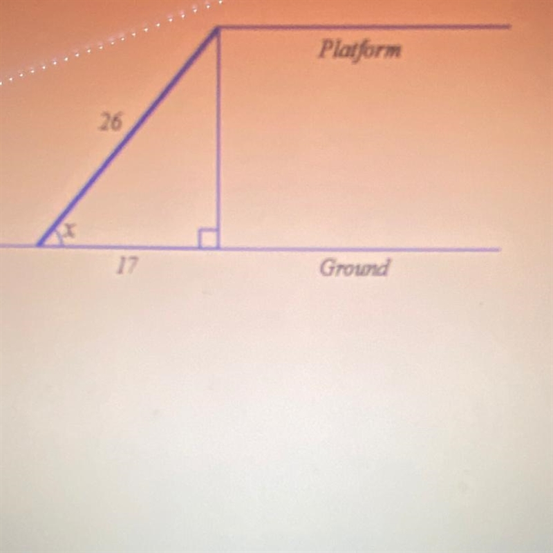 A ramp 26 ft long rises to a platform. The bottom of the platform is 17 ft from the-example-1