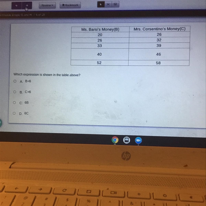 Which expression is shown in the table above?-example-1