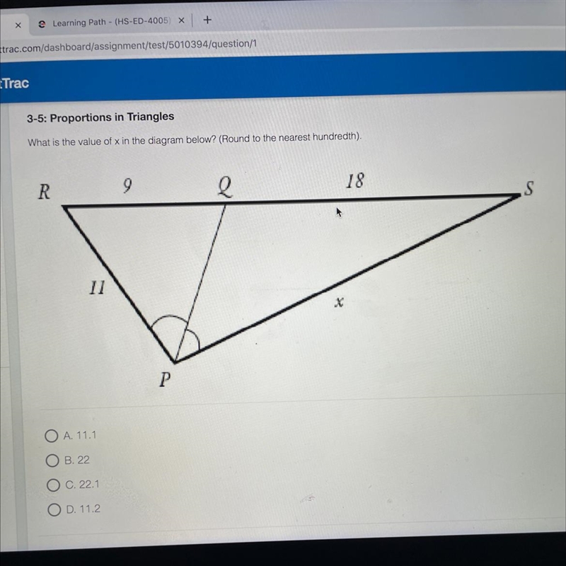 What is the value of X in the diagram below round to the nearest hundredths￼-example-1