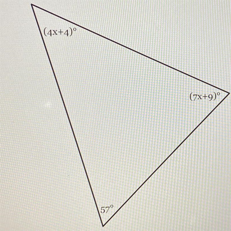 The measures of the angle of a triangle is shown in the figure below solve for X-example-1