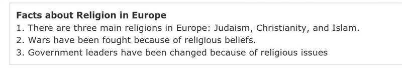 What conclusion can be drawn from the facts about religion in Europe?-example-1