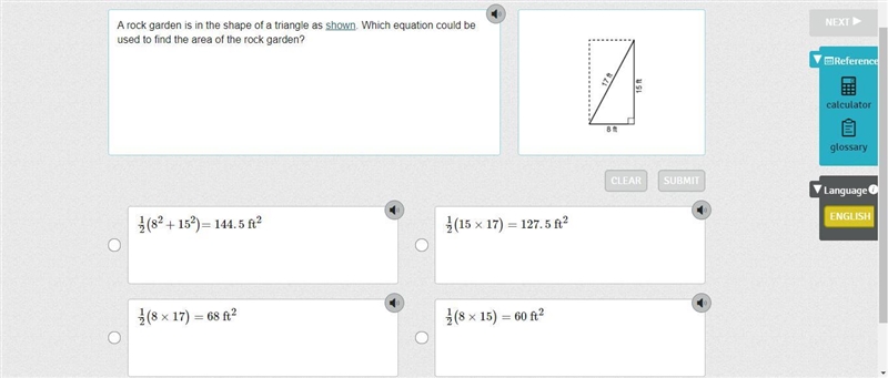 HELP ME A rock garden is in the shape of a triangle as shown. Which equation could-example-1