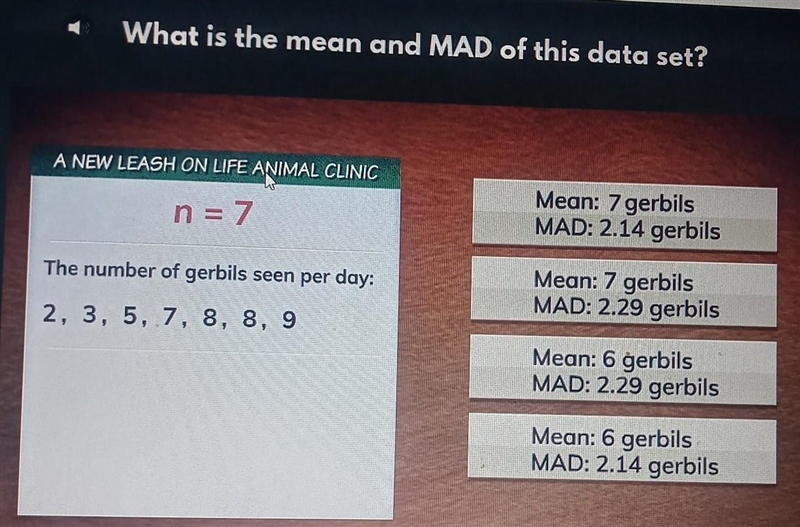 What is the mean and MAD of this data set? ​-example-1