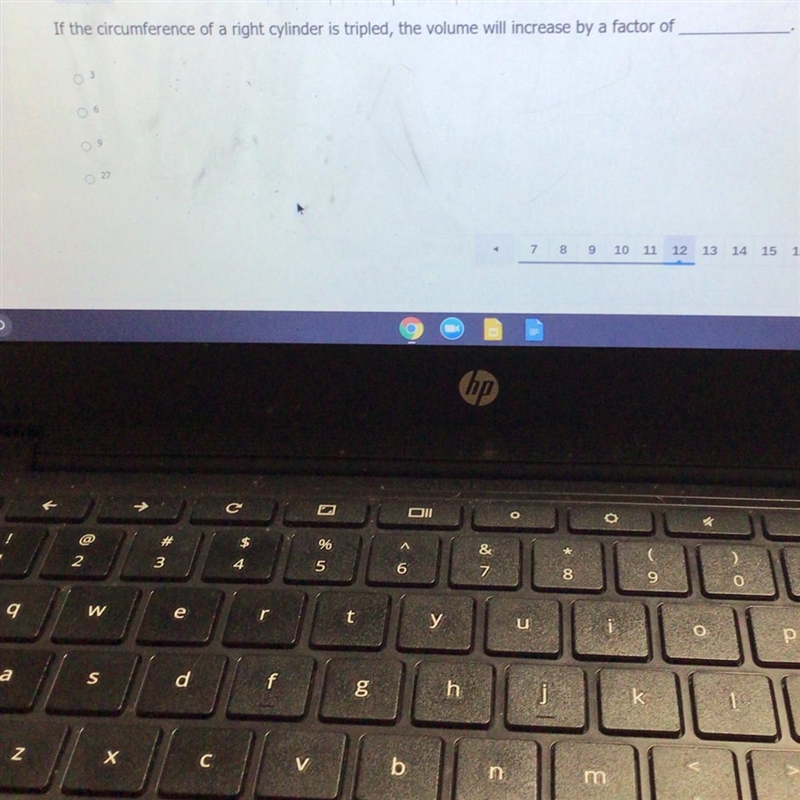 If the circumference of a right cylinder is tripled, the volume will increase by a-example-1