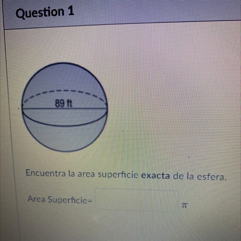 Its asking for the surface area of the sphere-example-1