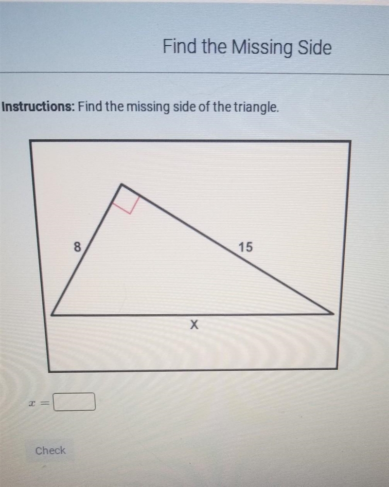 Find the missing side of the triangle.​-example-1