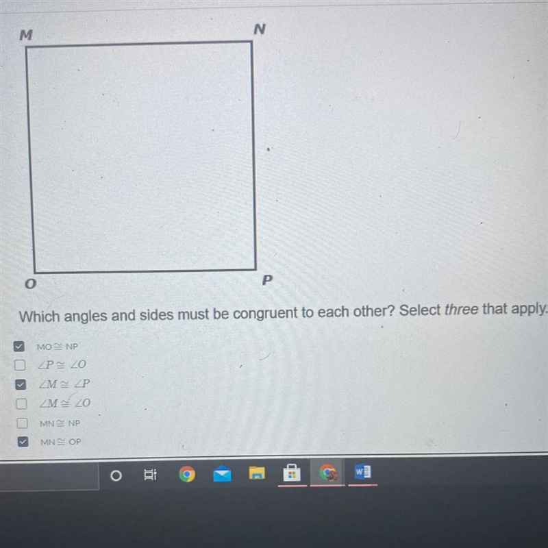 Which angles and sides must be congruent to each other? Select three that apply.-example-1