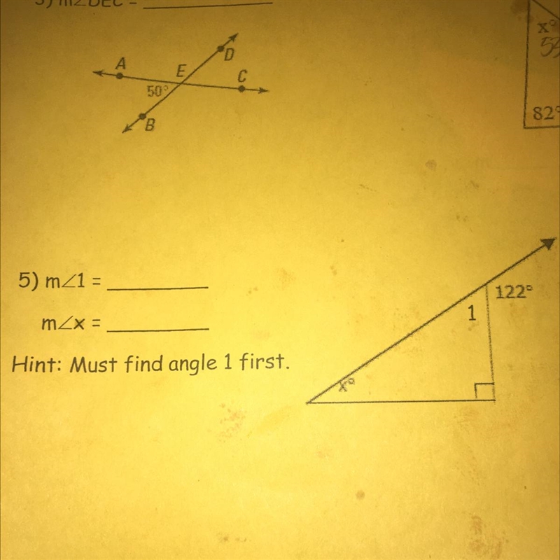 5) mZ1 = mZx = 122 1 1 Hint: Must find angle 1 first.-example-1