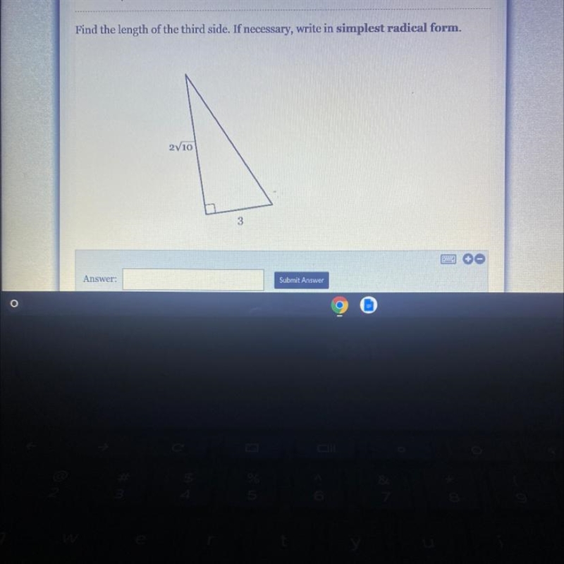 Find the length of the third side. If necessary, write in simplest radical form. 2V-example-1