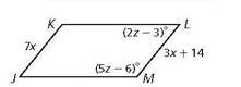 JKLM is a parallelogram. Find angle L-example-1