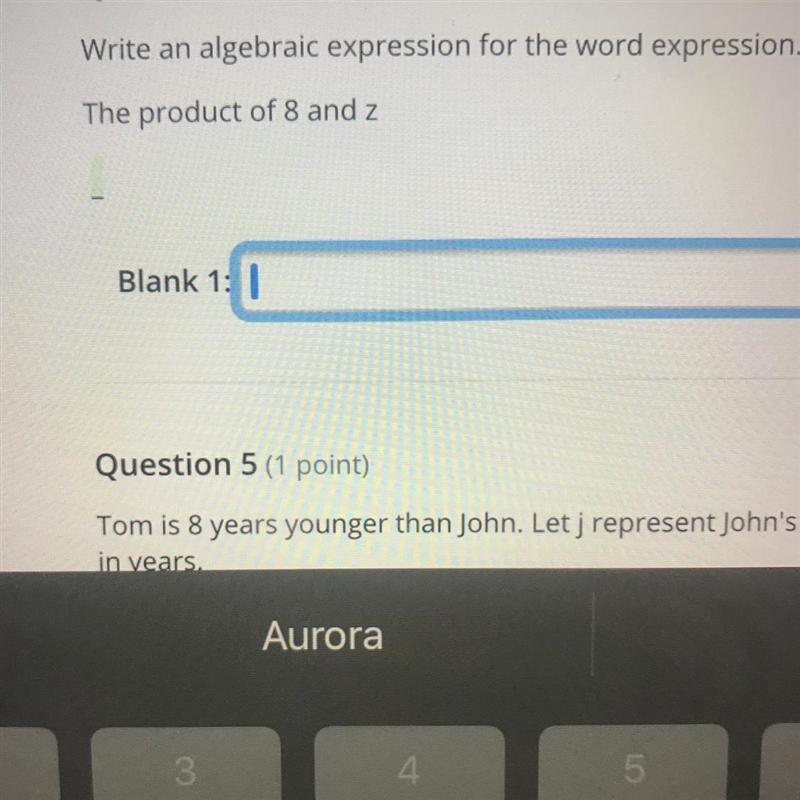 Write an algebraic expression for the word expression. The product of 8 and z-example-1