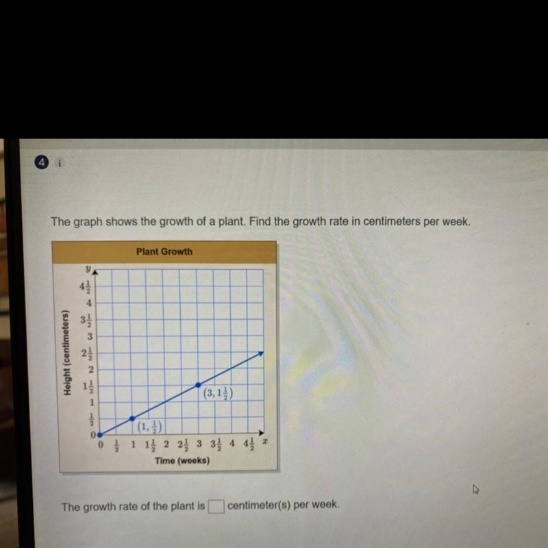 how many centimeters is the growth rate of the plant per week? Please i really need-example-1