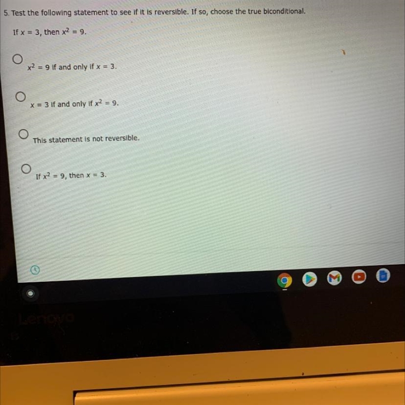 Test the following statements to see if it’s reversible if so choose the true biconditional-example-1