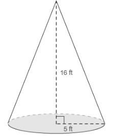 What is the exact volume of the cone? A 80π ft³ B 4003π ft³ C 400π ft³ D 418710π ft-example-1