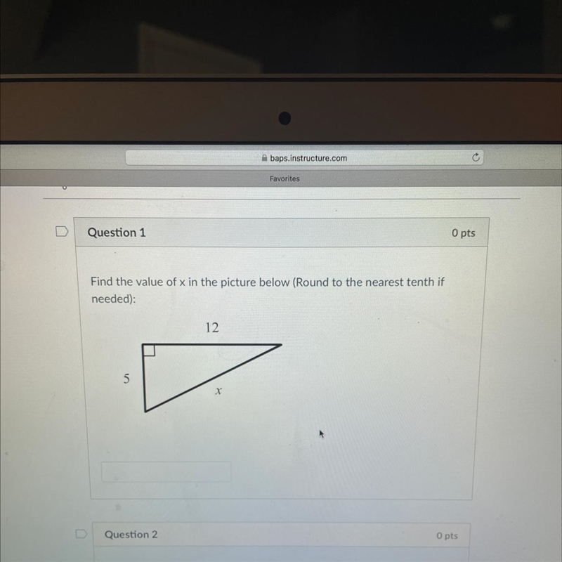 Find the value of x in the picture below(round to nearest test)-example-1