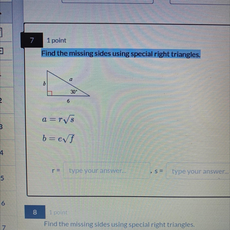 Find the missing side using special right triangles-example-1