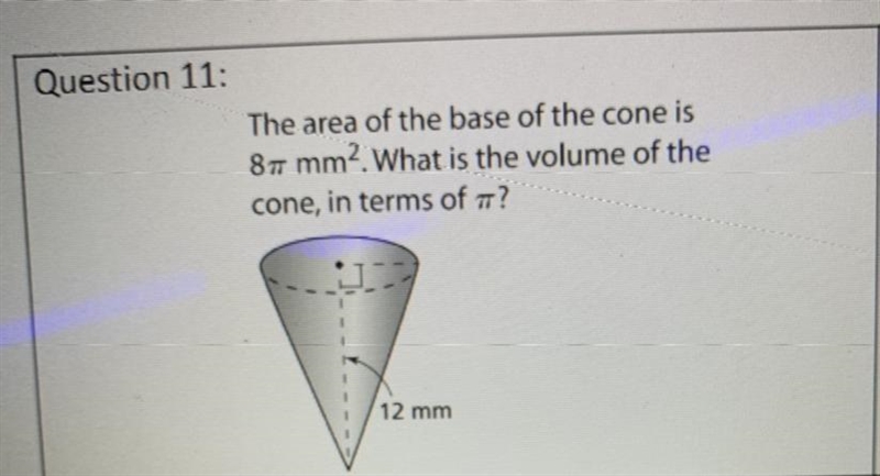 What is the volume of the cone in terms of pie-example-1