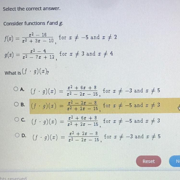 Combining functions: Consider functions f and g.-example-1