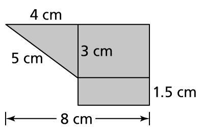 What is the area of the figure? A figure consists of a right triangle and 2 rectangles-example-1