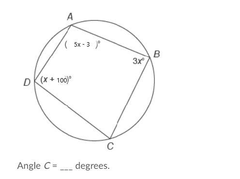 PLEASE PLEASE HELP I NEED TO ACE THIS angle c = ___ degrees-example-1